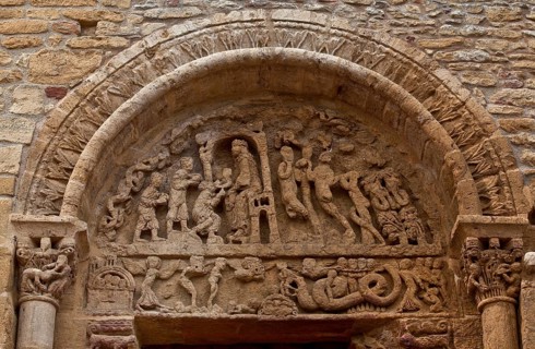 Anzy-le-Duc Burgundy priory church built 11-12 c. Portal in the southern monastery wall in the