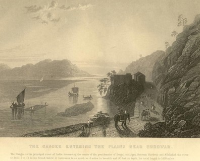 Military and munity mutiny views Ganges entering plains near Hurdwar, Haridwar, Uttaranchal, India,