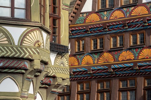 Höxter, half-timbered houses on the market square, on the left the old deanery from 1561