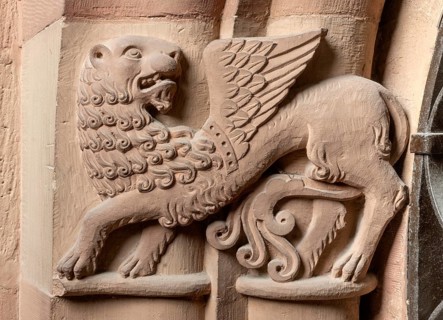 Mainz, St Martin's Cathedral, Capitals to the south of the east choir, Winged Lions Evangelist Mark