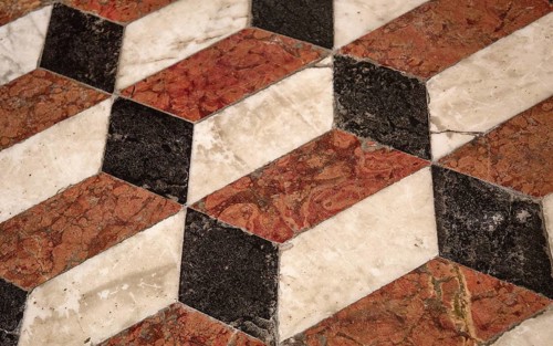 Italy Venice Zanipolo Church -293a coloured marble inlaid floor with ashlar pattern