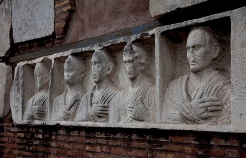 Ancient family tomb of Hilarius Fuscus, portrait reliefs