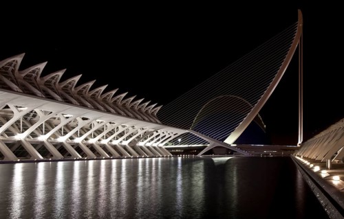 City of Arts and Sciences (cat./val. Ciutat de les Arts i de les Ciències), on the left MUSEO DE