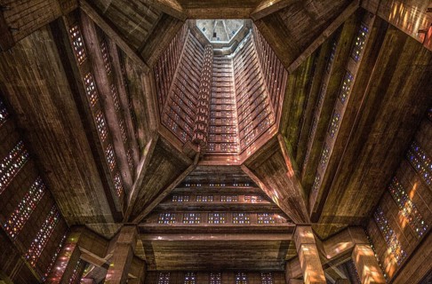 Le Havre, Church of St Joseph, 1950s by Auguste Perret, view of the interior of the tower, St,