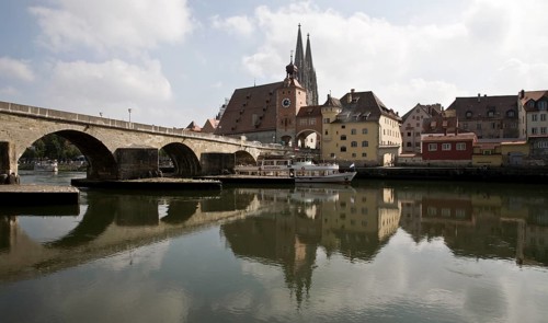 Danube panorama Steinerner Brücke, Brücktor, Dom, St., Sankt, Saint