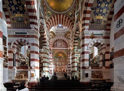 Interior facing east, 1853-74 by Henri-Jacques Espérandieu and Henri Revoil, St., Sankt, Saint
