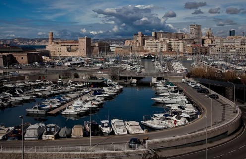 In the background, northern old town with Fort St-Jean on the left, St-Laurent in the centre and