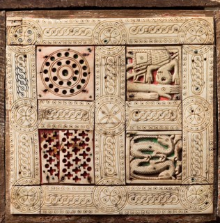 Werden reliquary, supporting altar, 13th century, reliefs made from walrus tusk