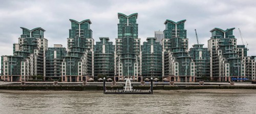 London, St George Wharf residential development. On the right bank of the Thames Architects