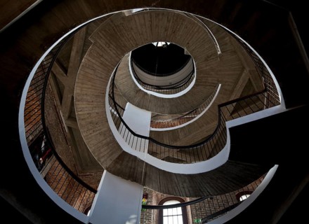 Bell tower inside upwards with Foucault pendulum, St., Sankt, Saint