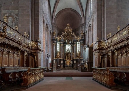 Worms, St Peter's Cathedral, east choir with altar by Balthasar Neumann and choir stalls by Franz