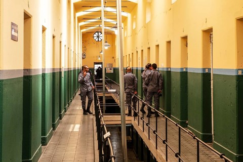 Wing with prisoners' cells in the former Presidio prison, Presidio Museum, Ushuaia, Argentina,