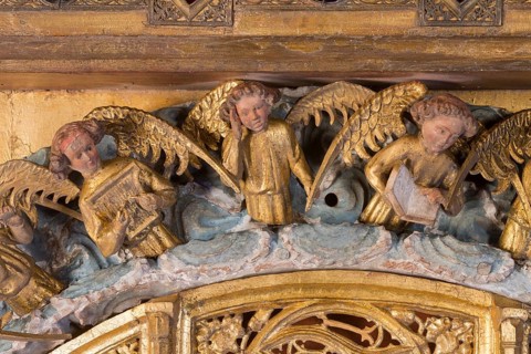 Centre section with angels playing music, St., Sankt, Saint