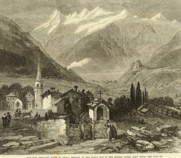 The new overland route to India, Modane, at the north end of the tunnel under Mont Cenis, India,