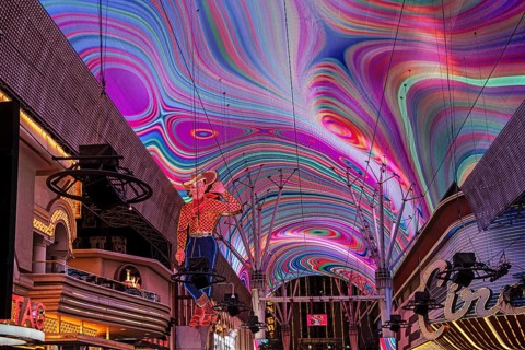 Vegas Vic-Cowboy and Freemont Street Experience Light Show, Las Vegas, Nevada, USA, North America