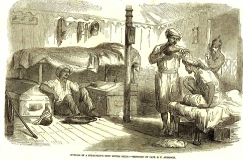 Interior of a subaltern's tent, Delhi, India, Asia