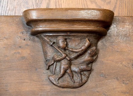 Late Gothic choir stalls with stag hunt, St., Saint, Saint