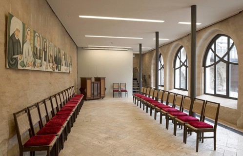 Luther city Eisleben, Augustinian monastery of St Anna. Hall on the ground floor with view of the