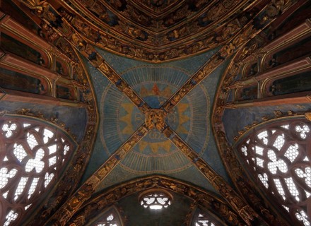 Porch, view into the vault, church built under Emperor Charles IV in 1355 - 1358 as the first