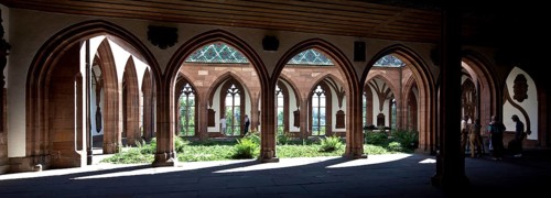 View through the connecting hall to the east into the small cloister, St., Sankt, Saint