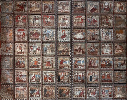 Zillis, village church of St Martin, Romanesque wooden ceiling with biblical depictions