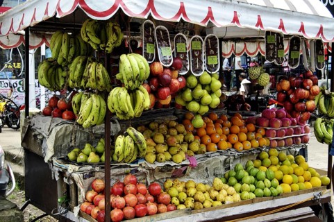 Fruit cart in Panjim market at Goa India