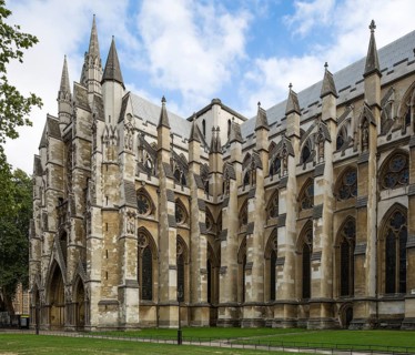 London, Westminster Abbey 13-16 c. and 19 c. north transept arm with buttresses and arches from