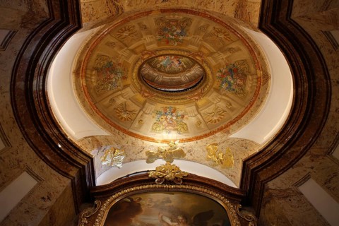 Baptistery, view into the double dome with frescoes by Gaetano Fanti, St., Saint, Saint