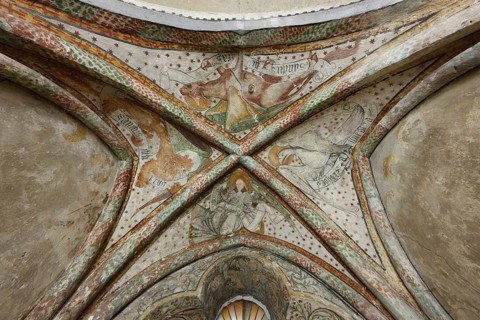Burial chapel in the southern choir tower, fresco in the vault of the apse with the four evangelist