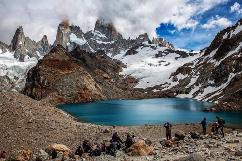 Laguna de los Tres with a view of the summit of Fitzroy, El Chaltén, Los Glaciares National Park,