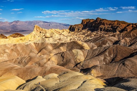 Hikers at Zabriskie Point, Death Valley National Park, California, USA, North America