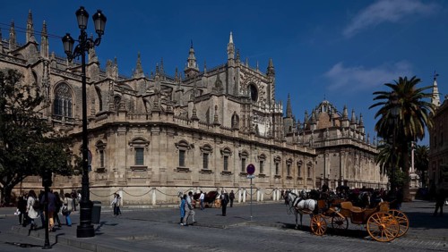 Seville, Cathedral. South front from south-west Overlooked by the south transept Seville, Cathedral
