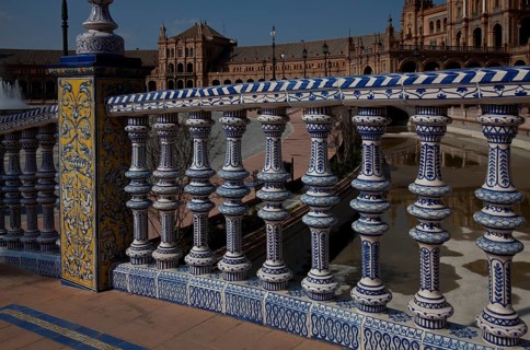 Buildings of the Ibero-American Exhibition 1929 Ceramic balustrade on a bridge