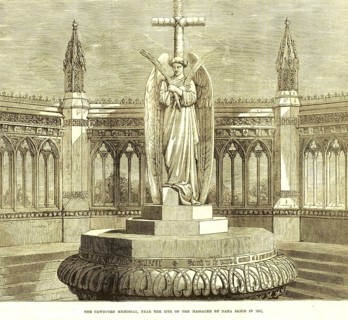 Military and munity mutiny views Cawnpore memorial near seat of massacre by Nana Sahib in 1857,