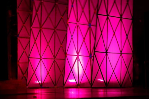 Stage wing illumination with magenta color flood lights