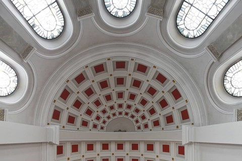 Built in 1830 by Georg Moller, rebuilt 1949-1953, vaulted cap in the choir apse, St., Sankt, Saint