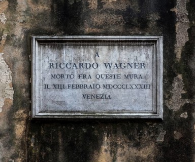 Italy Venice Richard Wagner -165 Memorial plaque on Palazzo Vendramin Calergi the house where