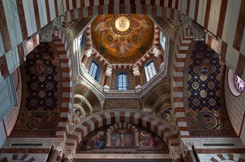 Interior, view into the dome, 1853-74 by Henri-Jacques Espérandieu and Henri Revoil, St., Saint,