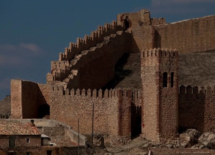 Spain Molina de Aragón Castle, south-west corner of the enclosing wall with towers
