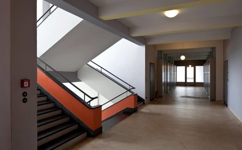 First floor, view of the stairwell and corridor of the former vocational school