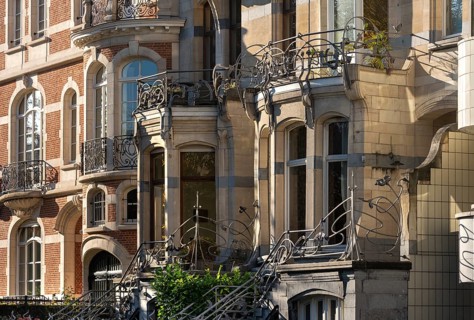 Brussels, Bruxelles, Art Nouveau house on Avenue General de Gaulle, Maison Flagey, façade with
