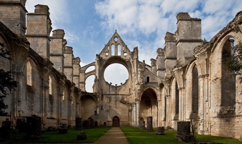 Cistercian church consecrated in 1227, interior with west gable and remains of the north aisle, St