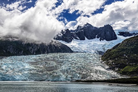 Pia Glacier, Cordillera Darwin, north-east foothills of the Beagle Channel, Tierra del Fuego,