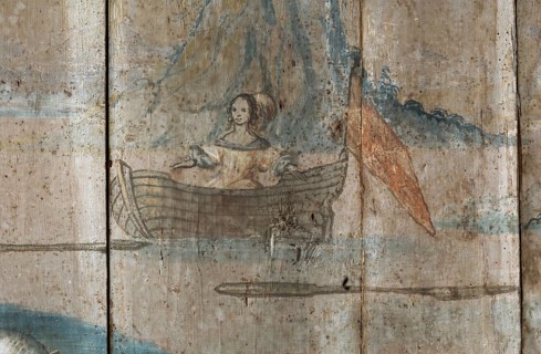 Ceiling painting of a 17th century love story as a comic strip, St., Sankt, Saint