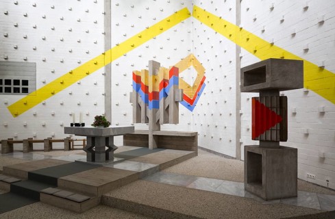 1966-1967 by Joachim G. Hanke, chancel with illusory perspective effect, St., Sankt, Saint