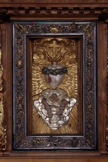 Altar in the woman's choir, relief panel with the heart of Jesus, St., Sankt, Saint
