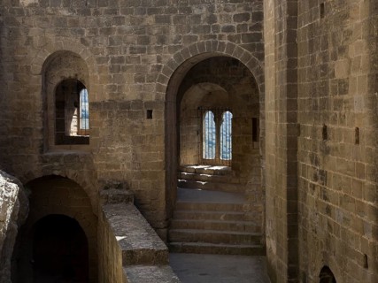 Castle courtyard on the right, north wall of the monastery church of San Pedro, St., St., Saint