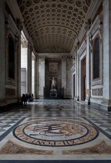 Vestibule, in the background antique statue of Emperor Constantine, St., Saint, Saint