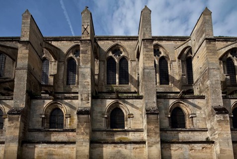 Saint-Leu-d'Esserent, Abbatiale St-Nicolas, nave façade from the north-east, detail, St., St.,