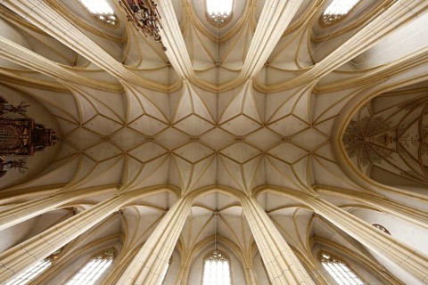 Started in 1410 by Hans von Burghausen, vault in the nave (19th century), St., Sankt, Saint